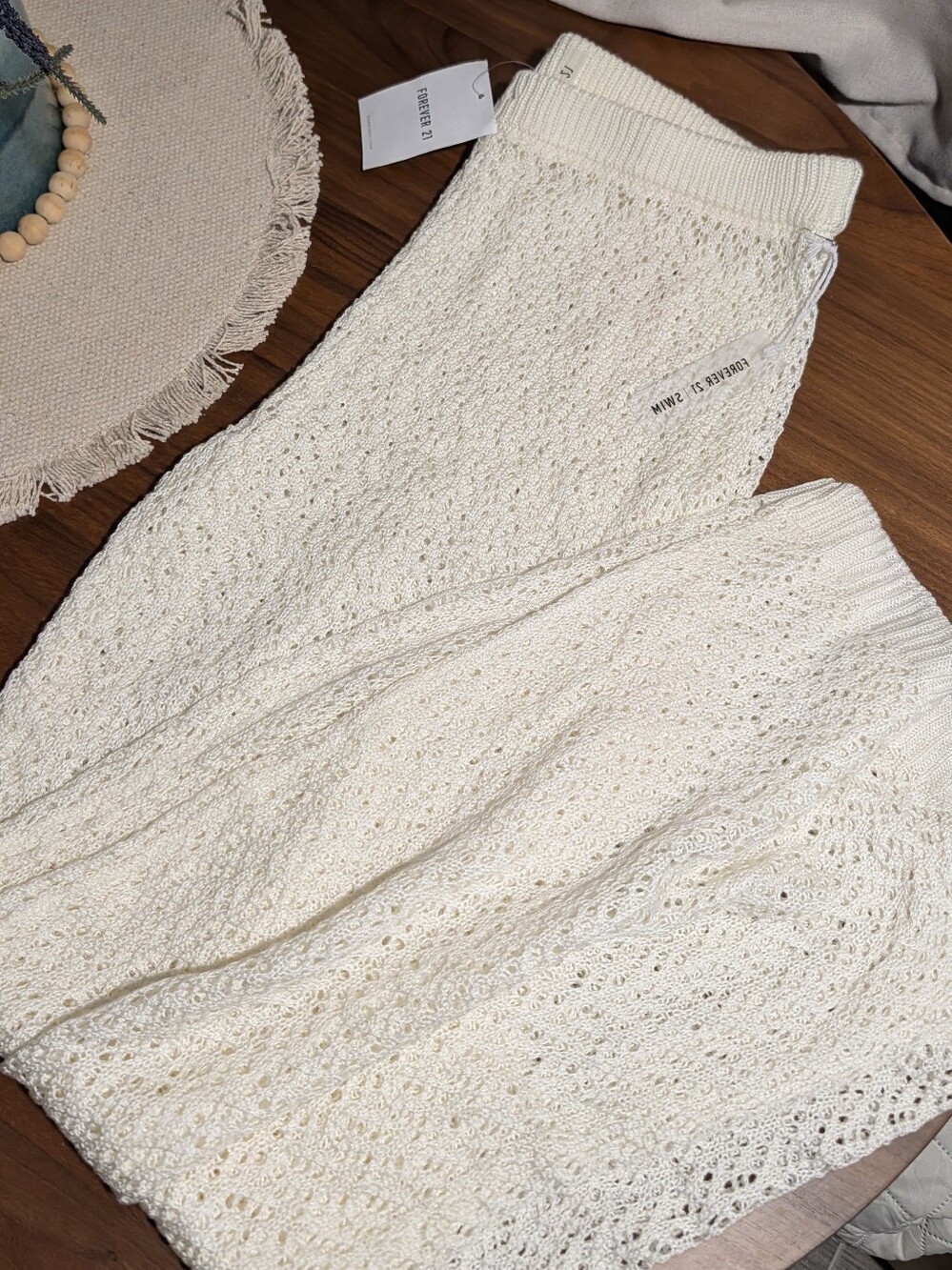 Forever 21 Cream Knit Swim Cover Pants